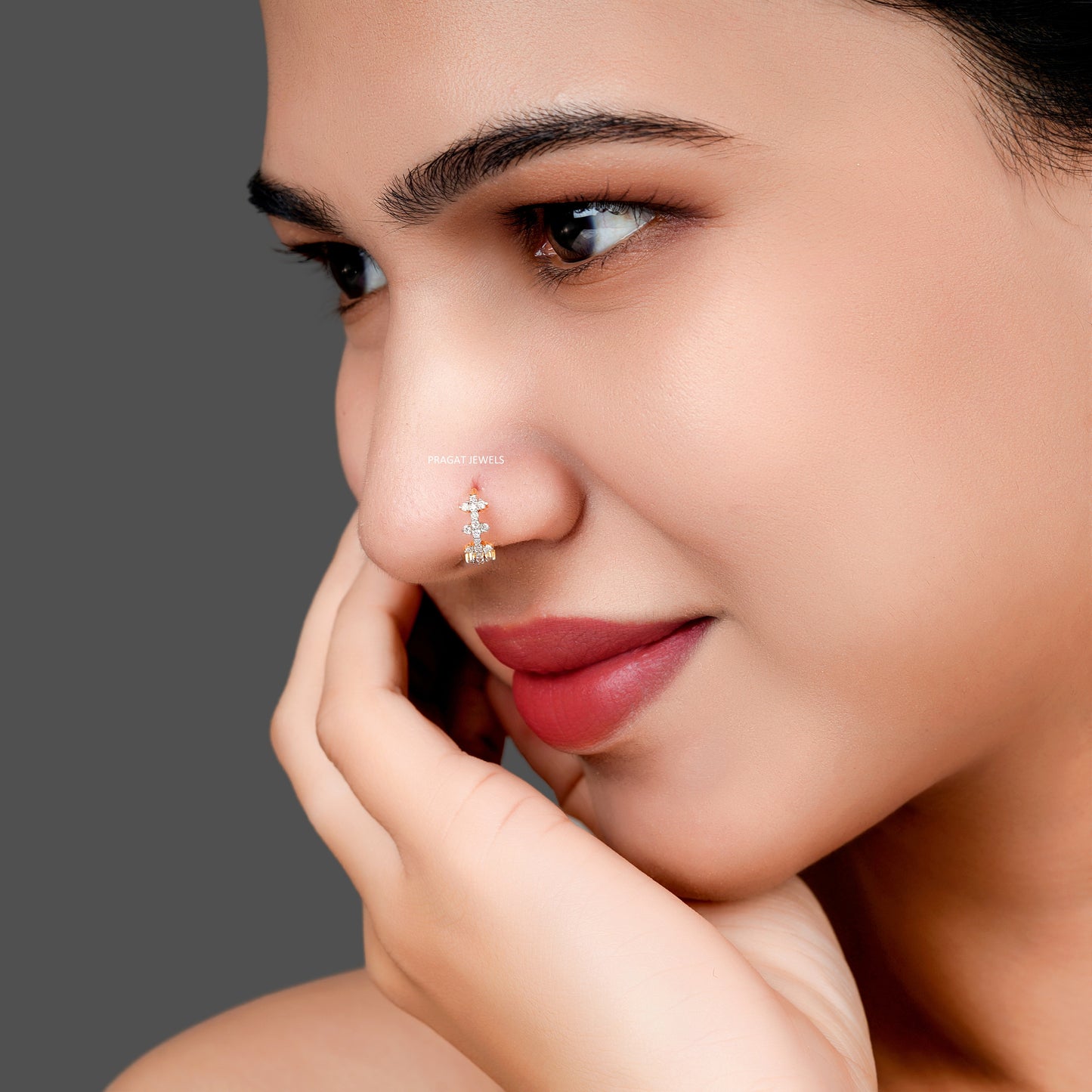 Brilliant Cut Diamond Stud 18K Yellow Gold  11MM Nose Ring,A Percious Gift for The Percious One. - PRAGAT JEWELS