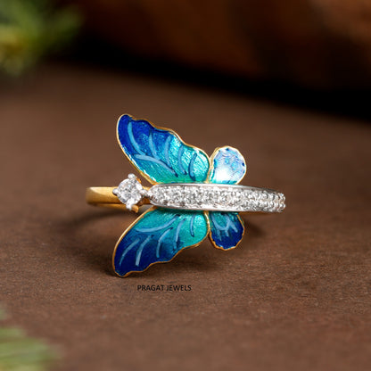 Diamond Butterfly Ring for women Gift for The Percious One. - PRAGAT JEWELS