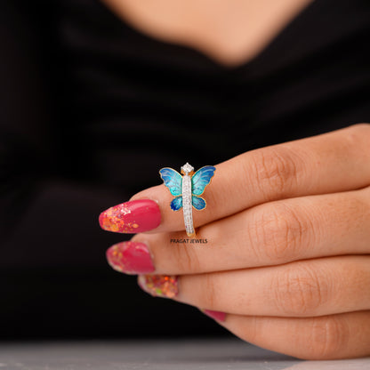 Diamond Butterfly Ring for women Gift for The Percious One. - PRAGAT JEWELS