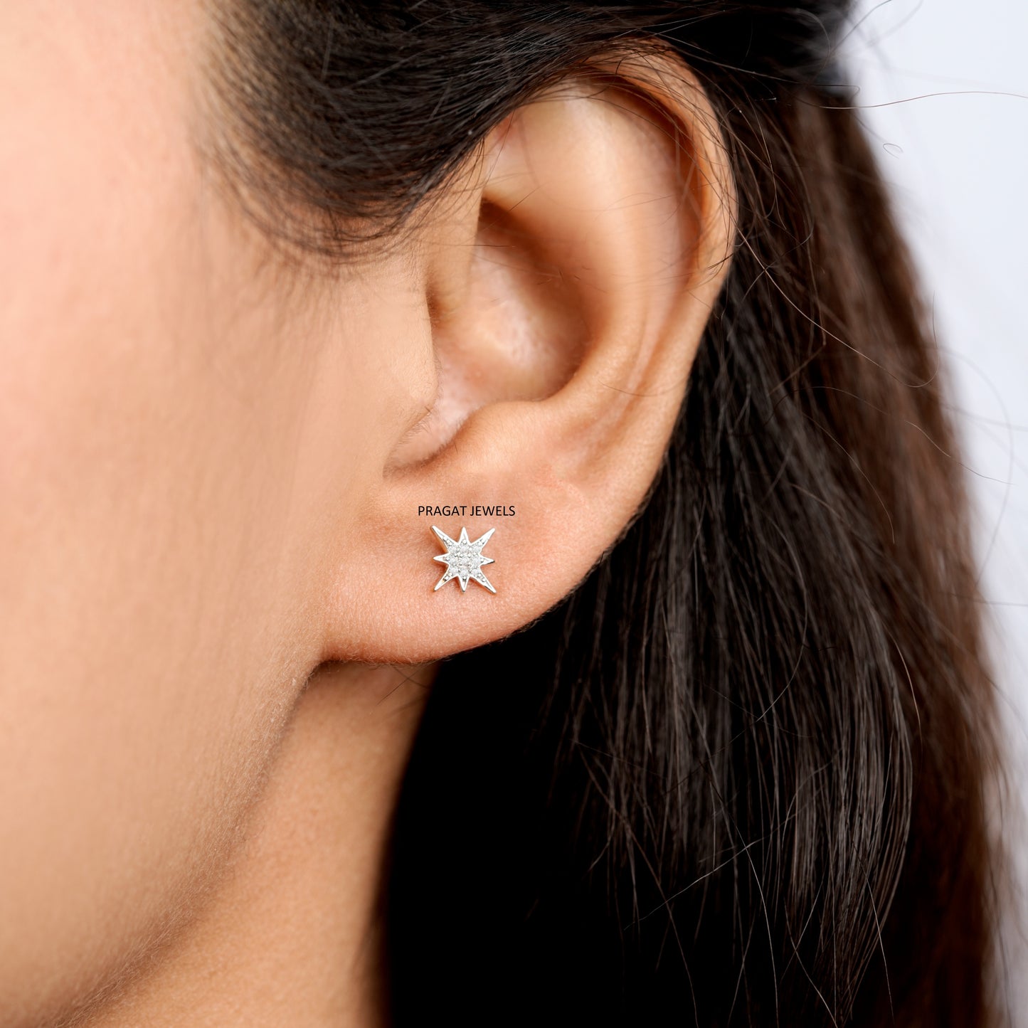 Celestial Star Diamond Stud Earrings/Starlight Sparkle Studs/Radiant Star Diamond Earrings NP1239