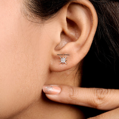 Celestial Star Diamond Stud Earrings/Starlight Sparkle Studs/Radiant Star Diamond Earrings NP1239