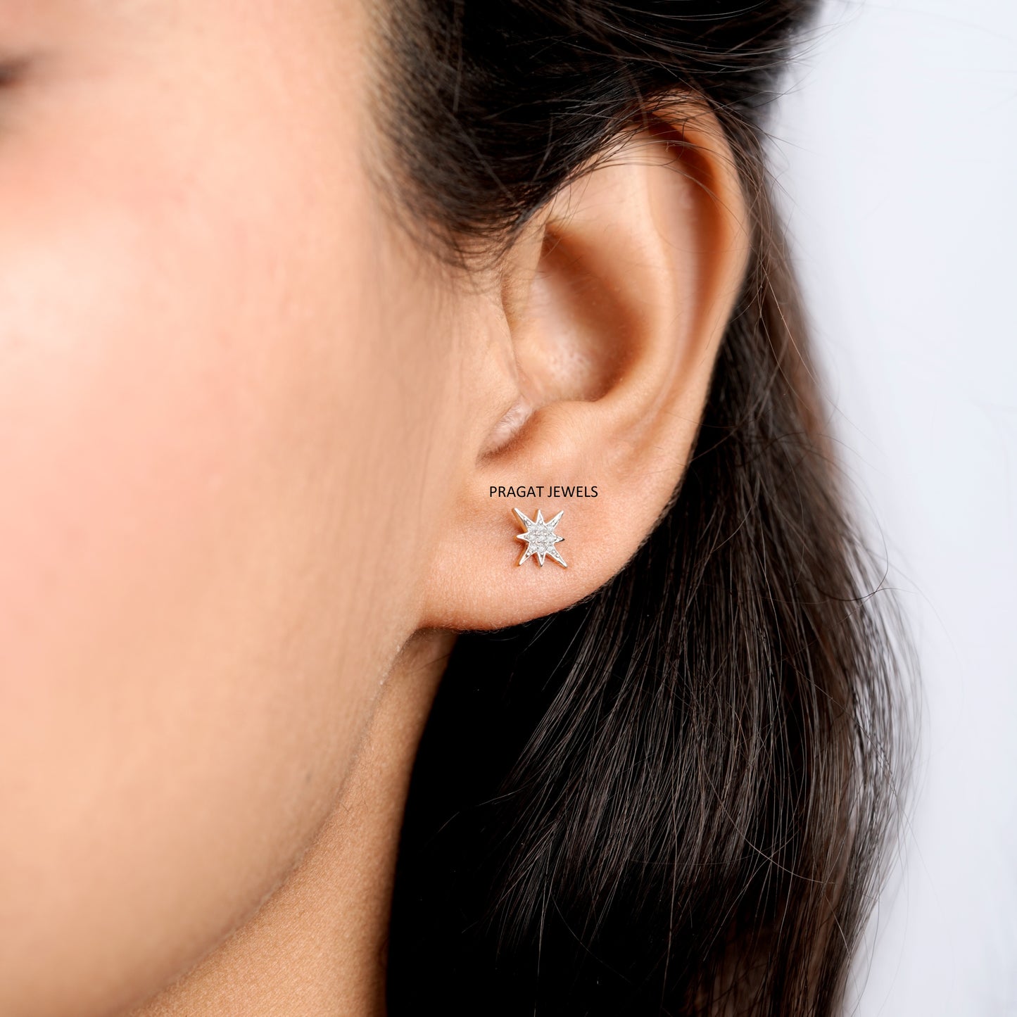 Celestial Star Diamond Stud Earrings/Starlight Sparkle Studs/Radiant Star Diamond Earrings NP1239
