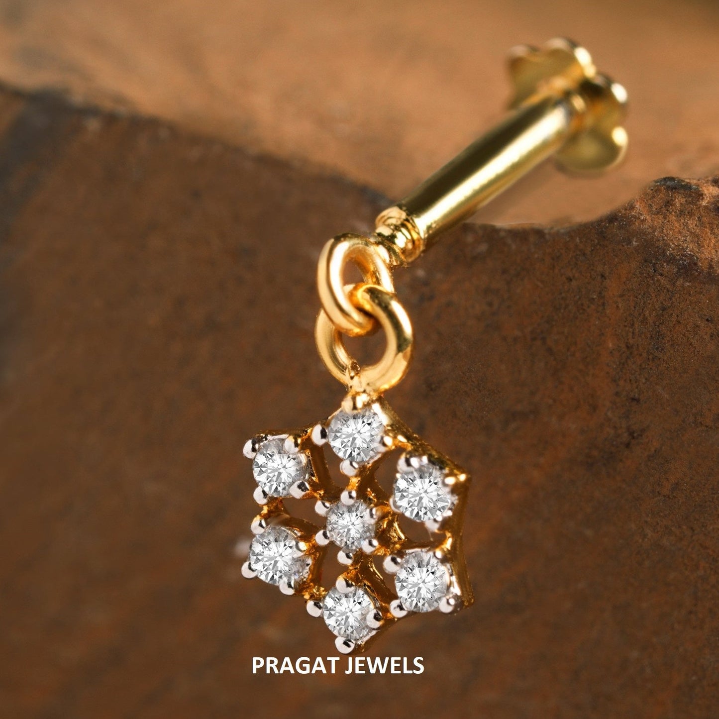18K Yellow Gold Brillant Cut Helix Bugadi Diamond Hand crafted with loveNP0685
