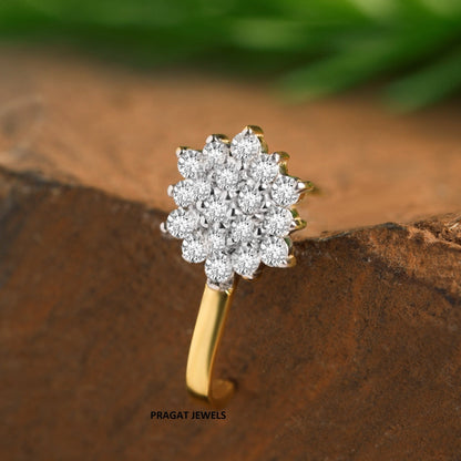 Natural Diamond Flower Stud for, 18K Gold Diamond Helix Bugadi NP1167