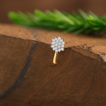 Natural Diamond Flower Stud for, 18K Gold Diamond Helix Bugadi NP1167