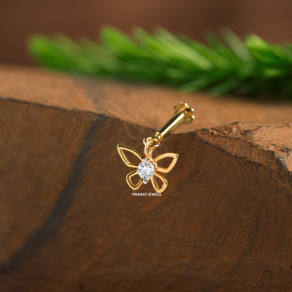 Butterfly Helix Bugadi Piercing 18K Gold Diamond Bugadi NP1164