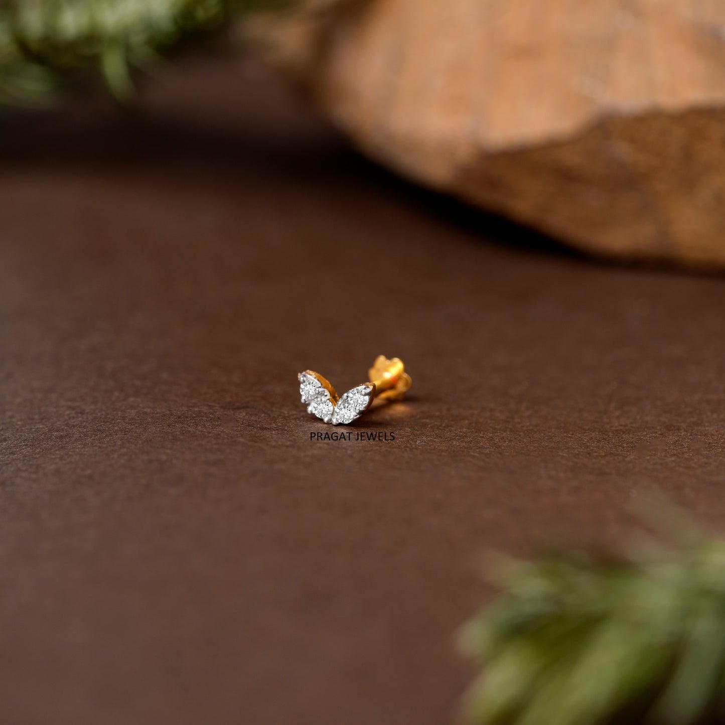 Elegant Diamond Butterfly Nose Pin/Graceful Butterfly Diamond Nose Stud/NP1174