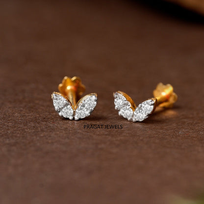 Butterfly Diamond Gold Stud Earrings/Petite Butterfly Diamond Gold Earrings/