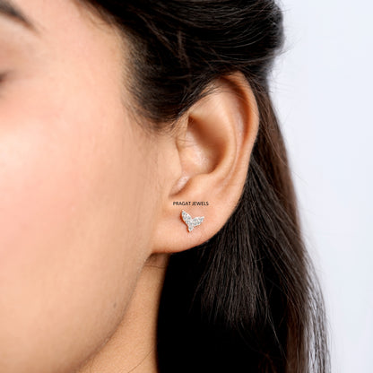 Elegant Diamond Wing Stud Earrings/Delicate Angel Wing Diamond Stud Earrings/