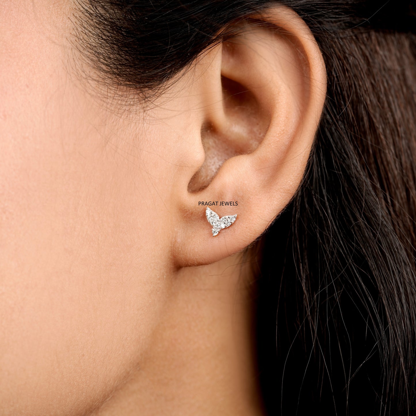 Elegant Diamond Wing Stud Earrings/Delicate Angel Wing Diamond Stud Earrings/
