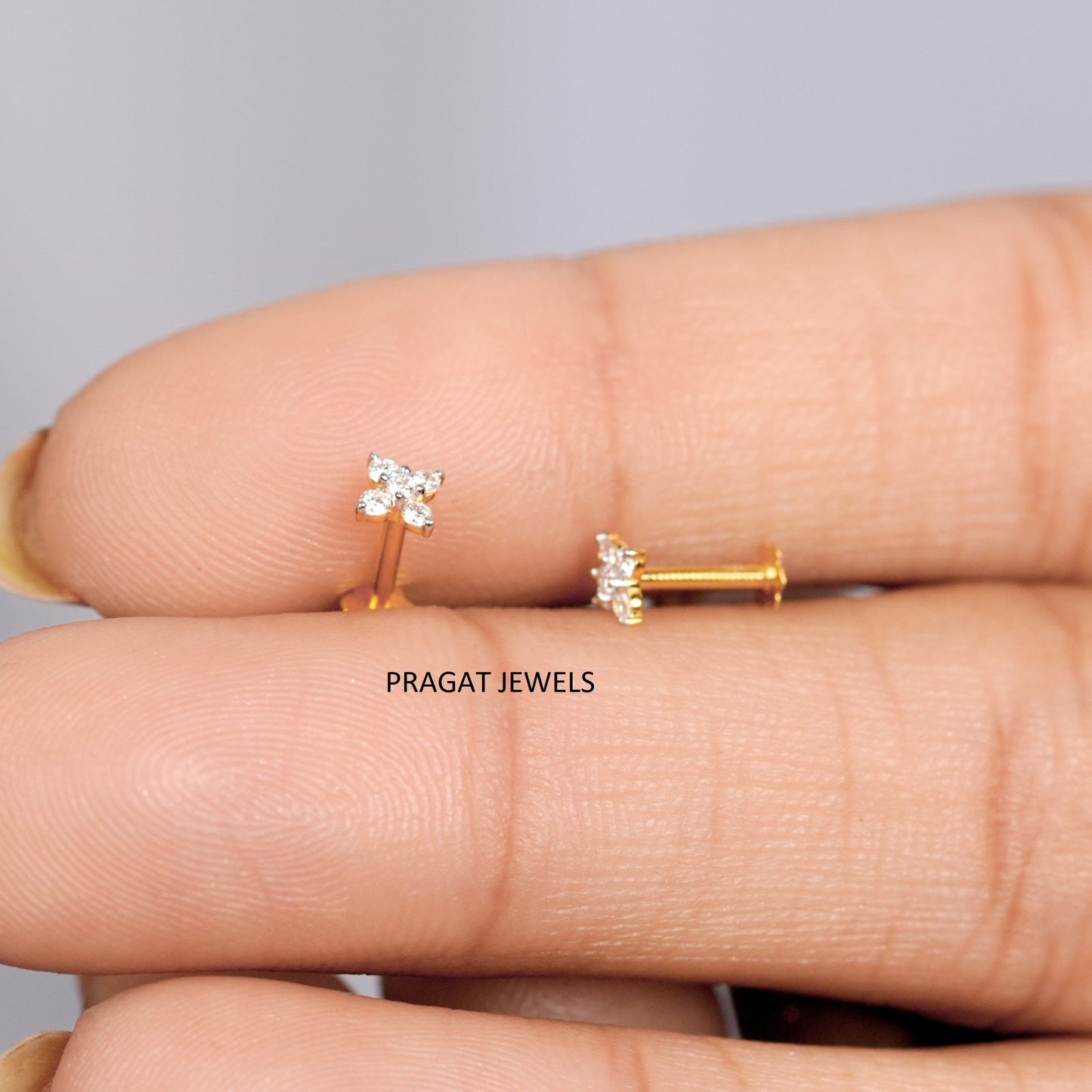 Blossom Shine Diamond Stud Earring/Petal Spark Diamond Flower Stud