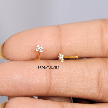 Blossom Shine Diamond Stud Earring/Petal Spark Diamond Flower Stud