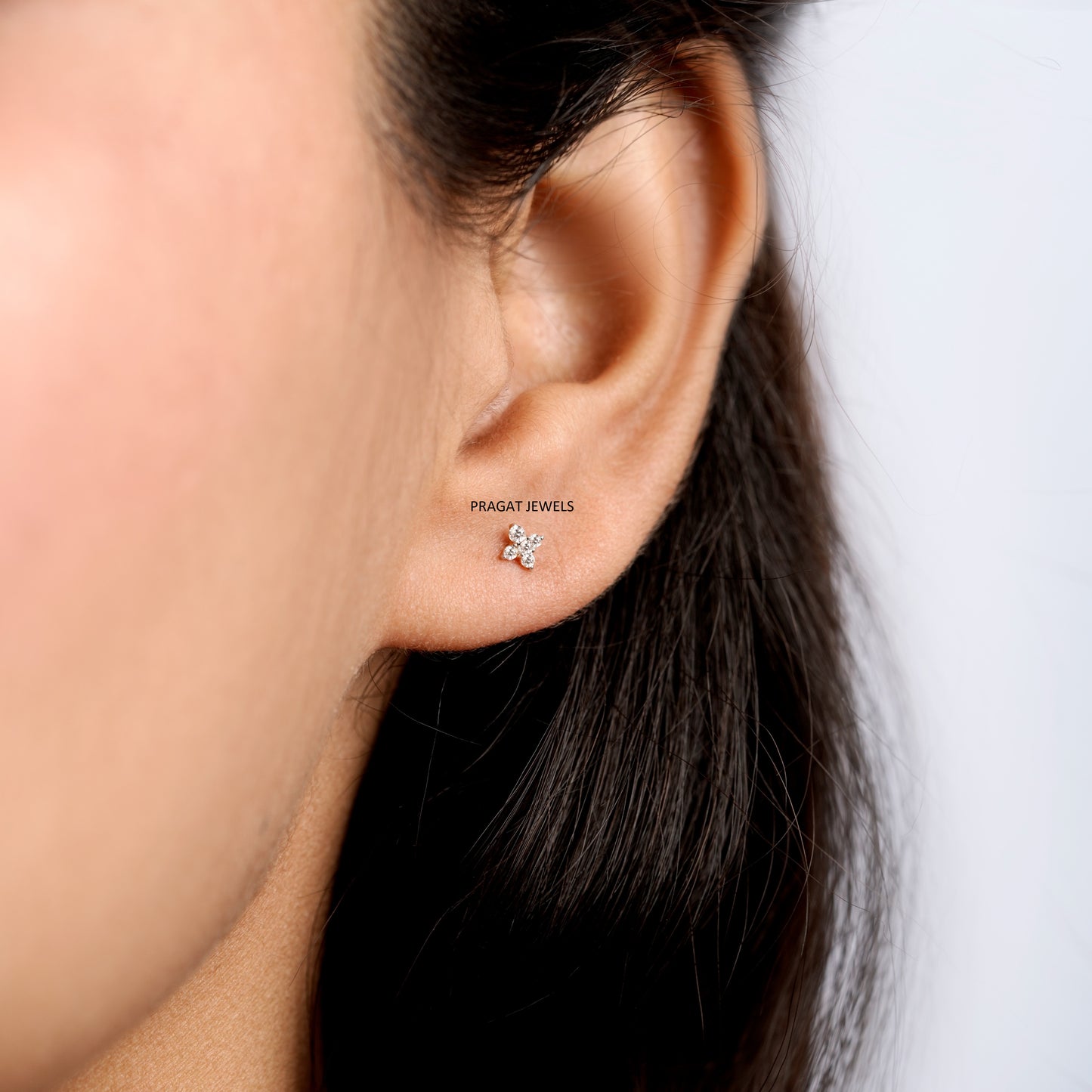 Blossom Shine Diamond Stud Earring/Petal Spark Diamond Flower Stud
