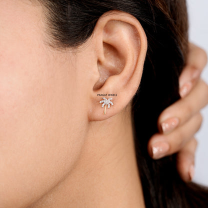 Palm Whisper Diamond Studs/Tropical Grace Diamond Earrings/Golden Palm Spark Studs/NP1230