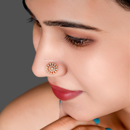 Teeny Tiny Round Brilliant Cut Diamond Stud 18k 9.1MM Medium Flower Nosepin A precious Gift for The Percious One.NP0974