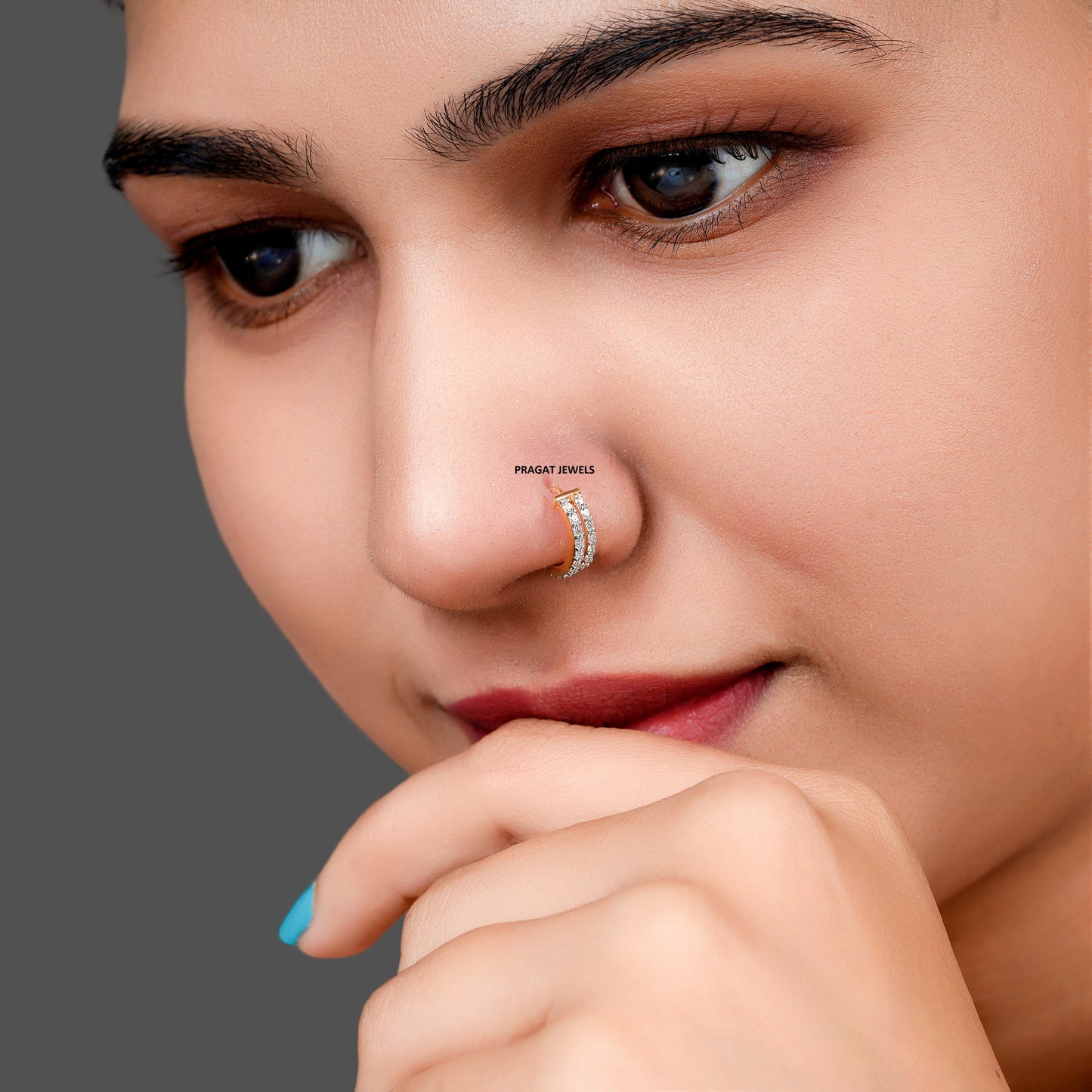 Diamond Stud 18K Yellow Gold  11MM Nose Ring,A Percious Gift for The Percious One. - PRAGAT JEWELS