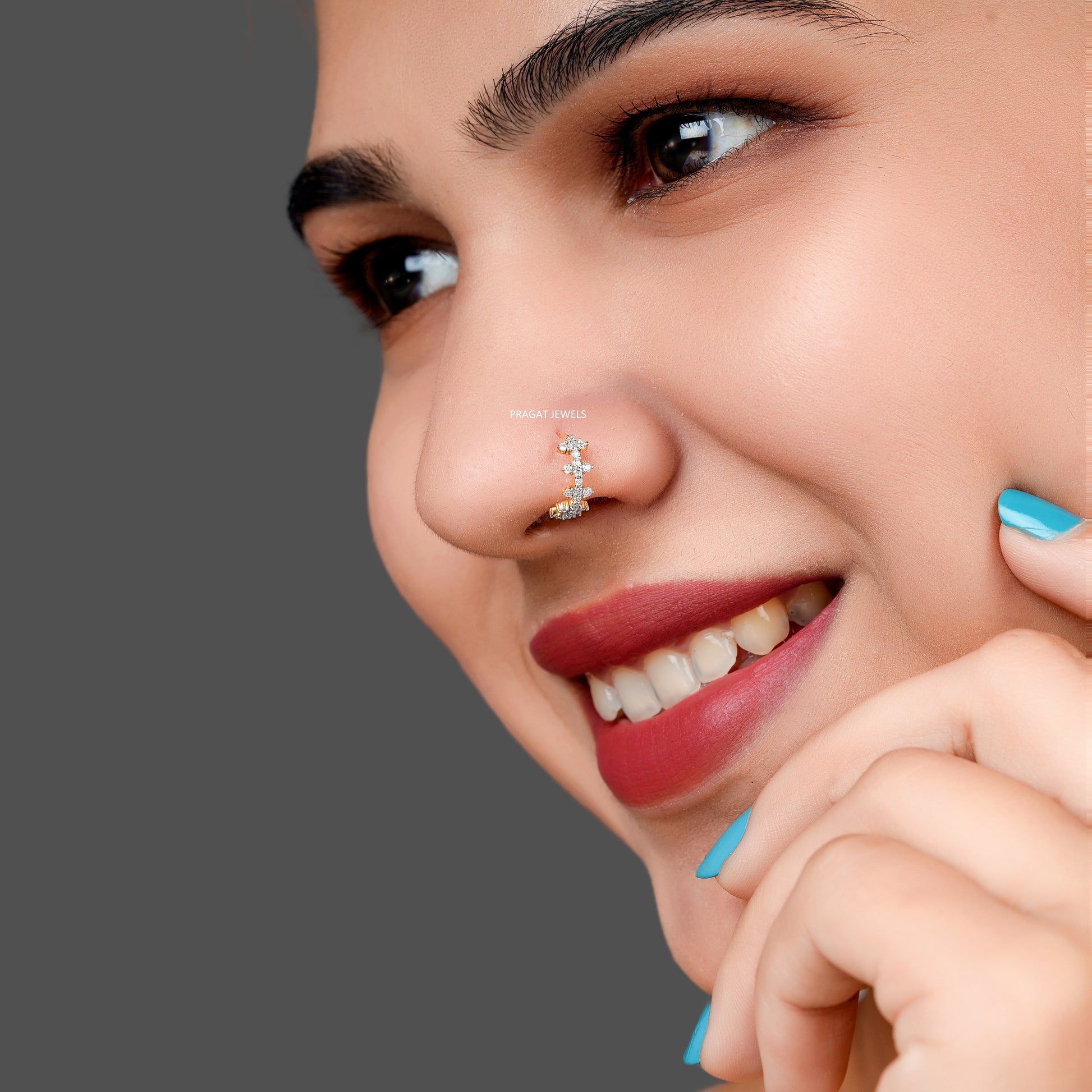 Brilliant Cut Diamond Stud 18K Yellow Gold  11MM Nose Ring,A Percious Gift for The Percious One. - PRAGAT JEWELS