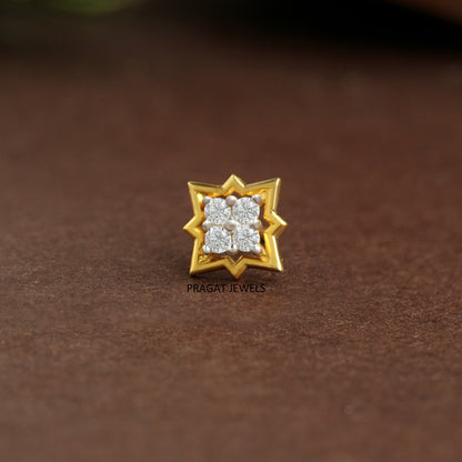 Golden Star Diamond Nose Pin/Celestial Spark Gold Nose Stud/Diamond Starburst Gold Nosepin/NP0852