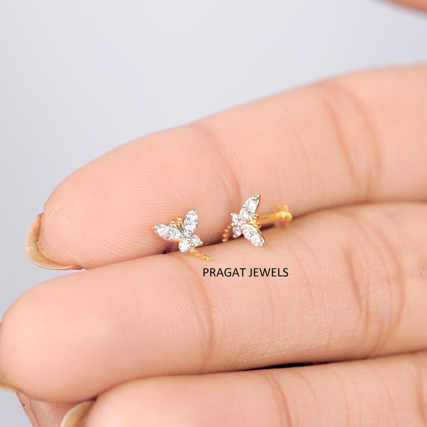 Flutter Diamond Butterfly Stud/Sparkling Butterfly Diamond Stud/