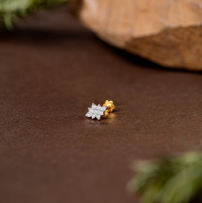 Mini Spark Diamond Stud Nose Pin/Classic Diamond Mosaic Stud/Petite Diamond Cluster Studs NP0797