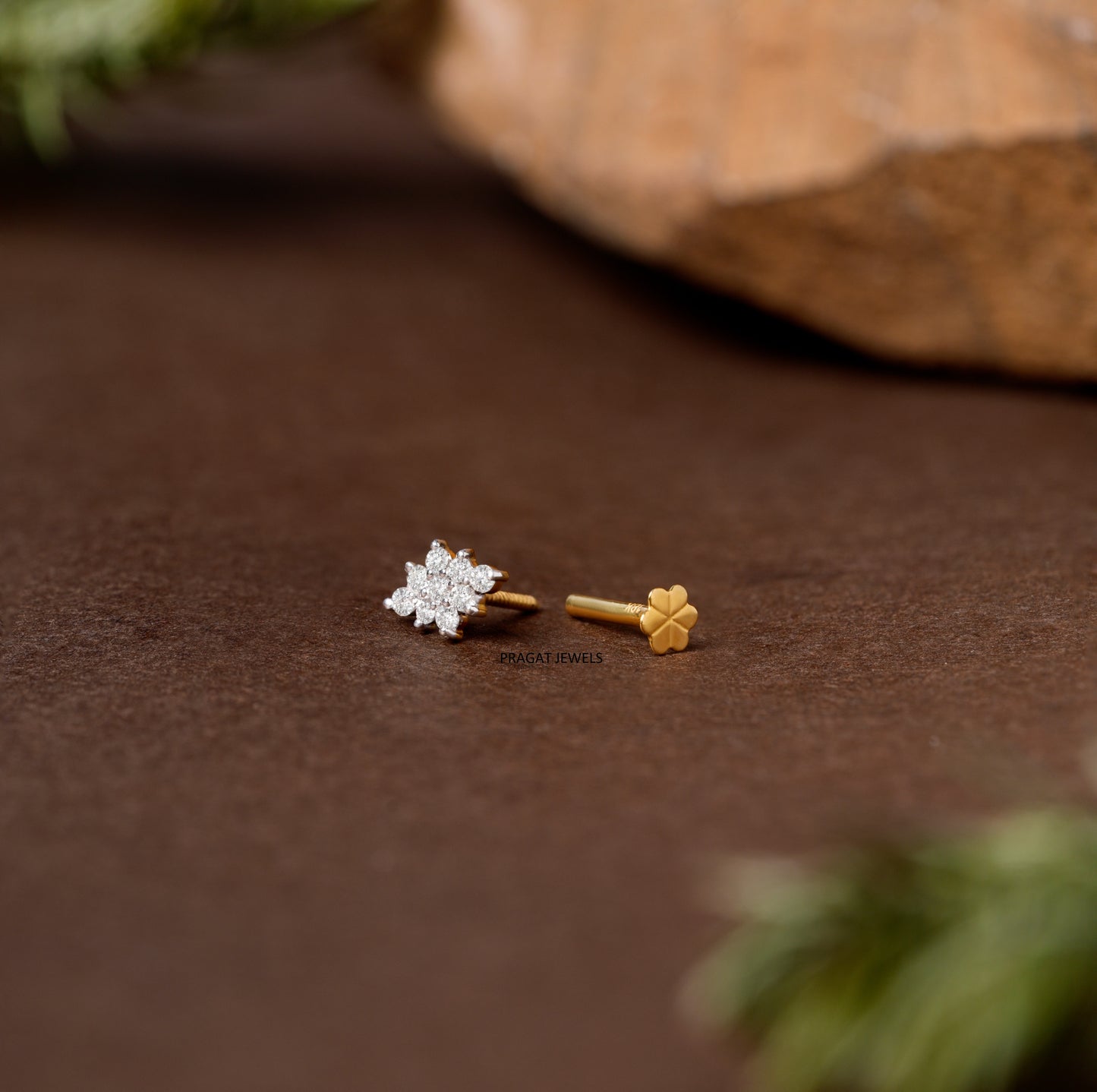 Mini Spark Diamond Stud Nose Pin/Classic Diamond Mosaic Stud/Petite Diamond Cluster Studs NP0797
