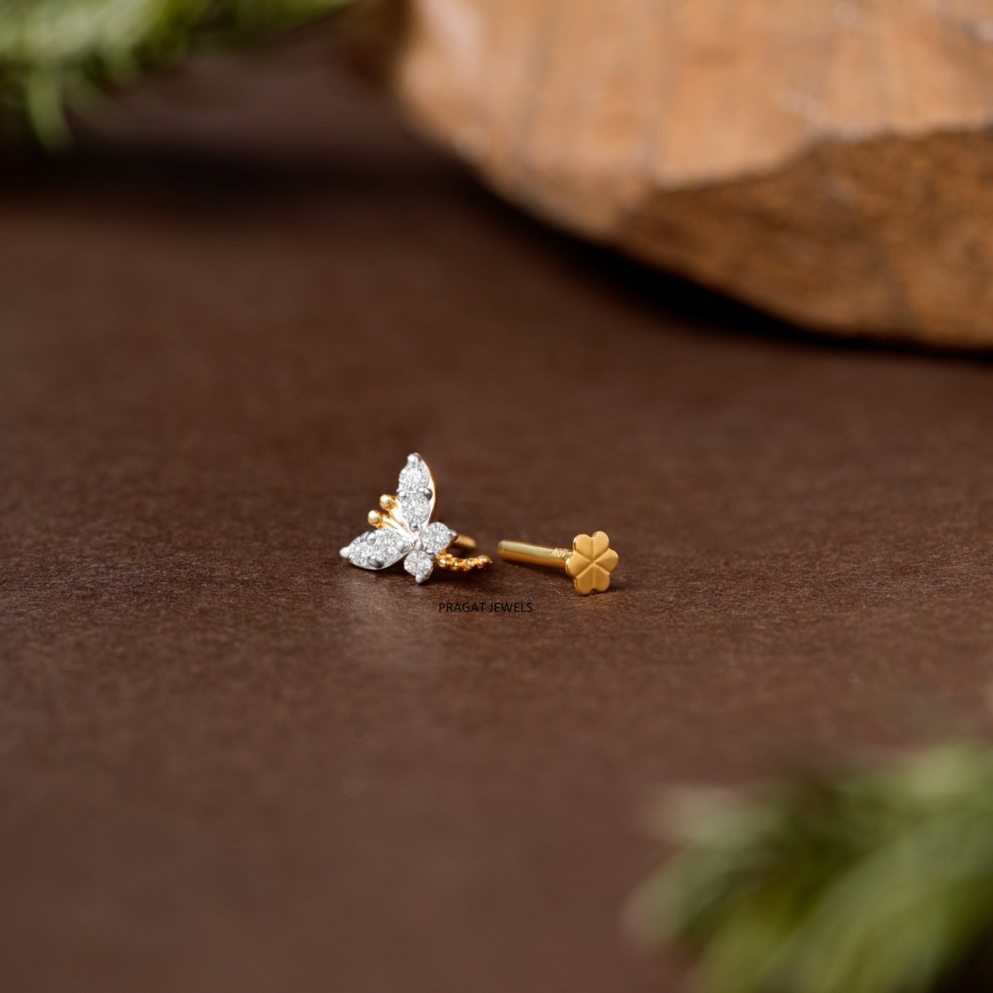 Elegant Diamond Butterfly Nose Pin/Sparkling Butterfly Diamond Nose Stud/