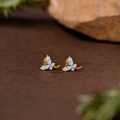 Flutter Diamond Butterfly Stud/Sparkling Butterfly Diamond Stud/