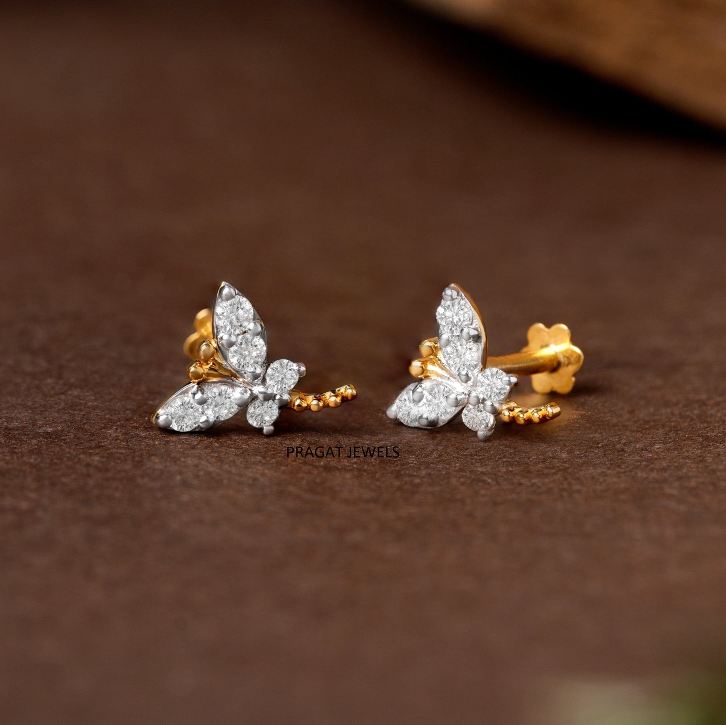 Flutter Diamond Butterfly Stud/Sparkling Butterfly Diamond Stud/