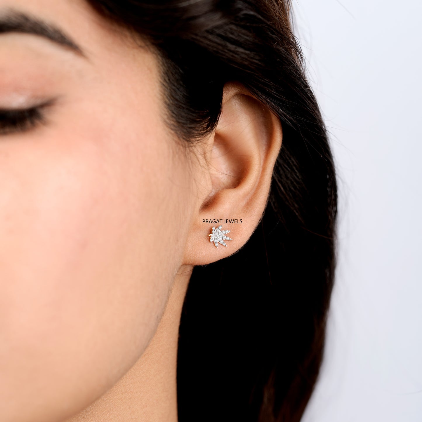 Maple Leaf Diamond Studs/Nature Leaf Diamond Earrings/