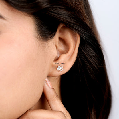 Maple Leaf Diamond Studs/Nature Leaf Diamond Earrings/