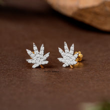 Maple Leaf Diamond Studs/Nature Leaf Diamond Earrings/