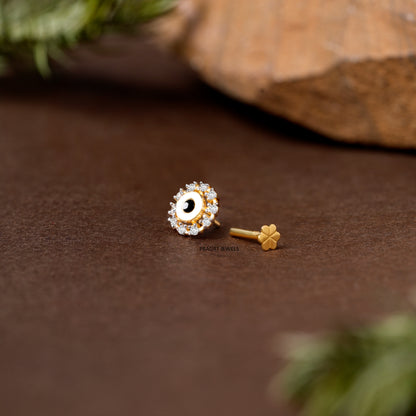 Diamond Evil Eye Nose Pin/Sparkling Evil Eye Diamond Nose Stud/