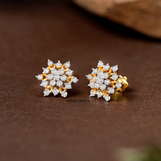 Radiant Snowflake Diamond Stud Earrings/Celestial Bloom Diamond Stud Earrings/np1142