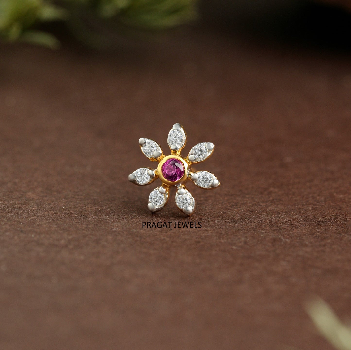 “Ruby & Diamond Bloom” Gold Nose Pin/“Rosette Diamond” Gold Nose Pin/“Twinkle Petal” Gold Nose Pin/NP0575