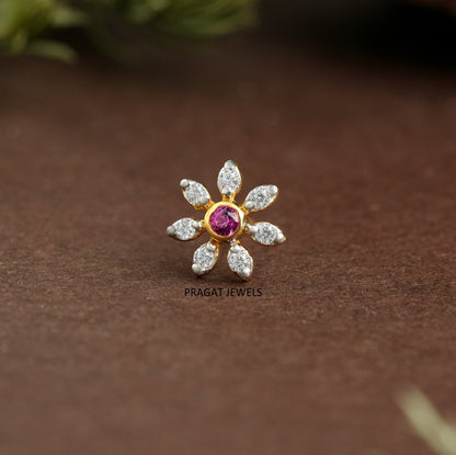 “Ruby & Diamond Bloom” Gold Nose Pin/“Rosette Diamond” Gold Nose Pin/“Twinkle Petal” Gold Nose Pin/NP0575