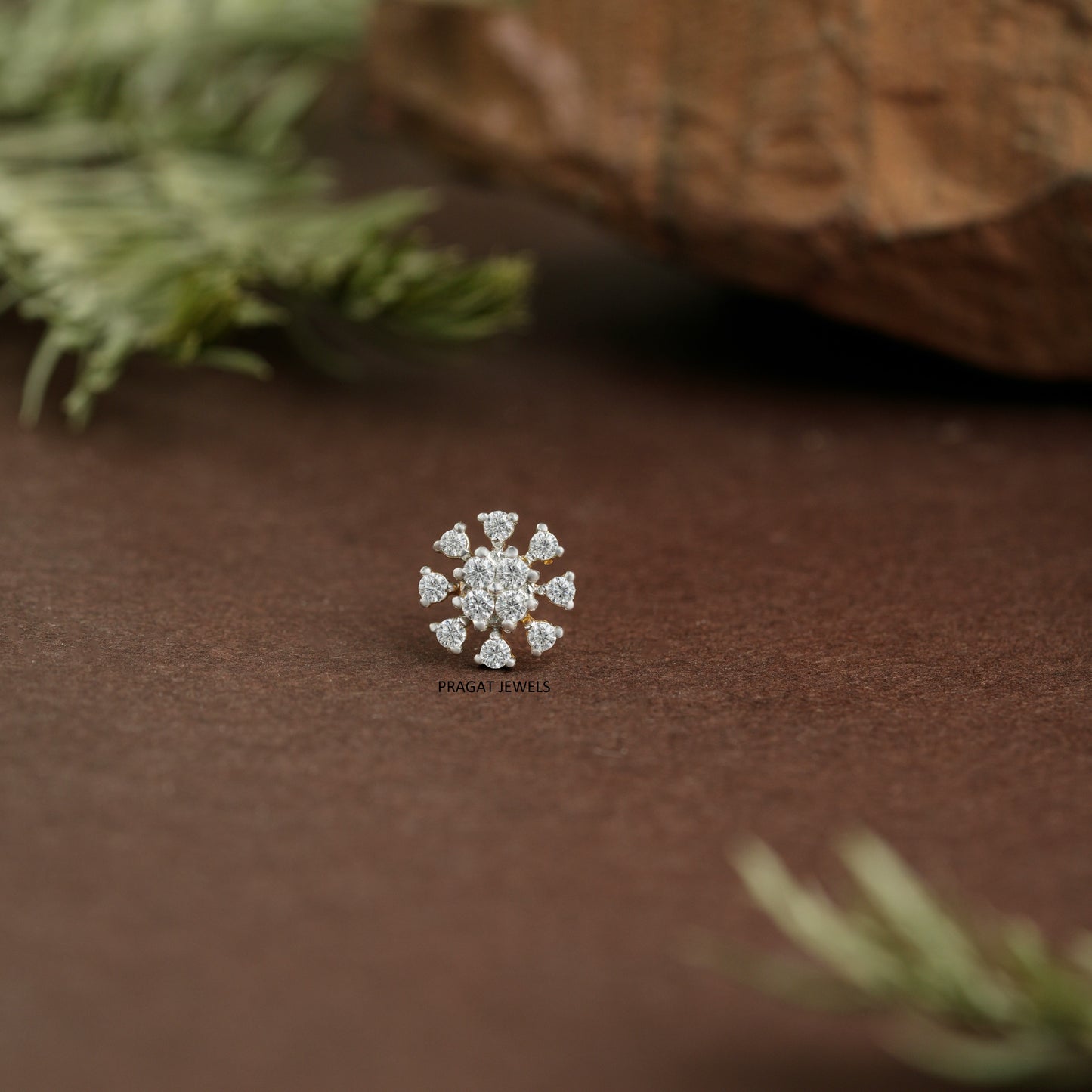 Golden Blossom Diamond Nosepin/Floral Spark Gold Nose/Floral Spark Gold Nose Stud/NP0717