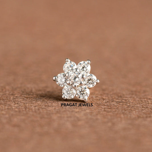 Flower Nose Stud, Diamante Nose Stud,Crystal Nose Pin women Gift for The Percious One.NP0161