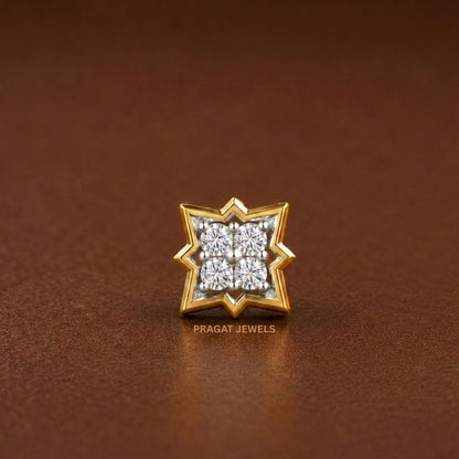 Golden Star Diamond Nose Pin/Celestial Spark Gold Nose Stud/Diamond Starburst Gold Nosepin/NP0852