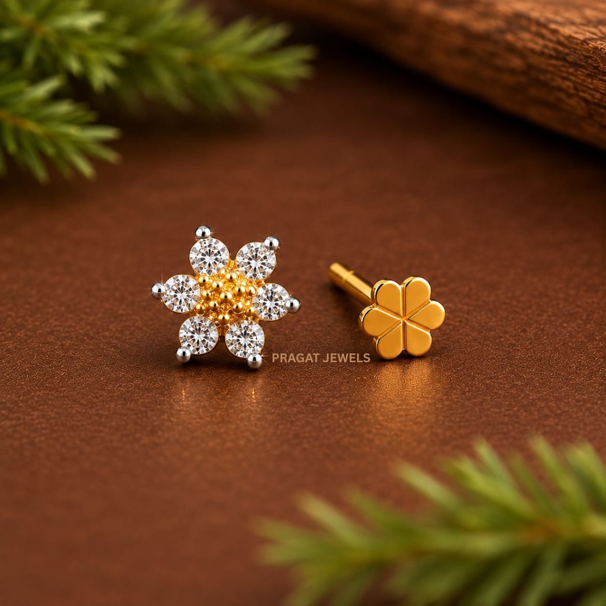 Golden Blossom Diamond Nosepin/Floral Spark Gold Nose Stud/Floral Spark Gold Nose Stud/NP1325