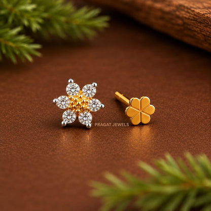 Golden Blossom Diamond Nosepin/Floral Spark Gold Nose Stud/Floral Spark Gold Nose Stud/NP1325