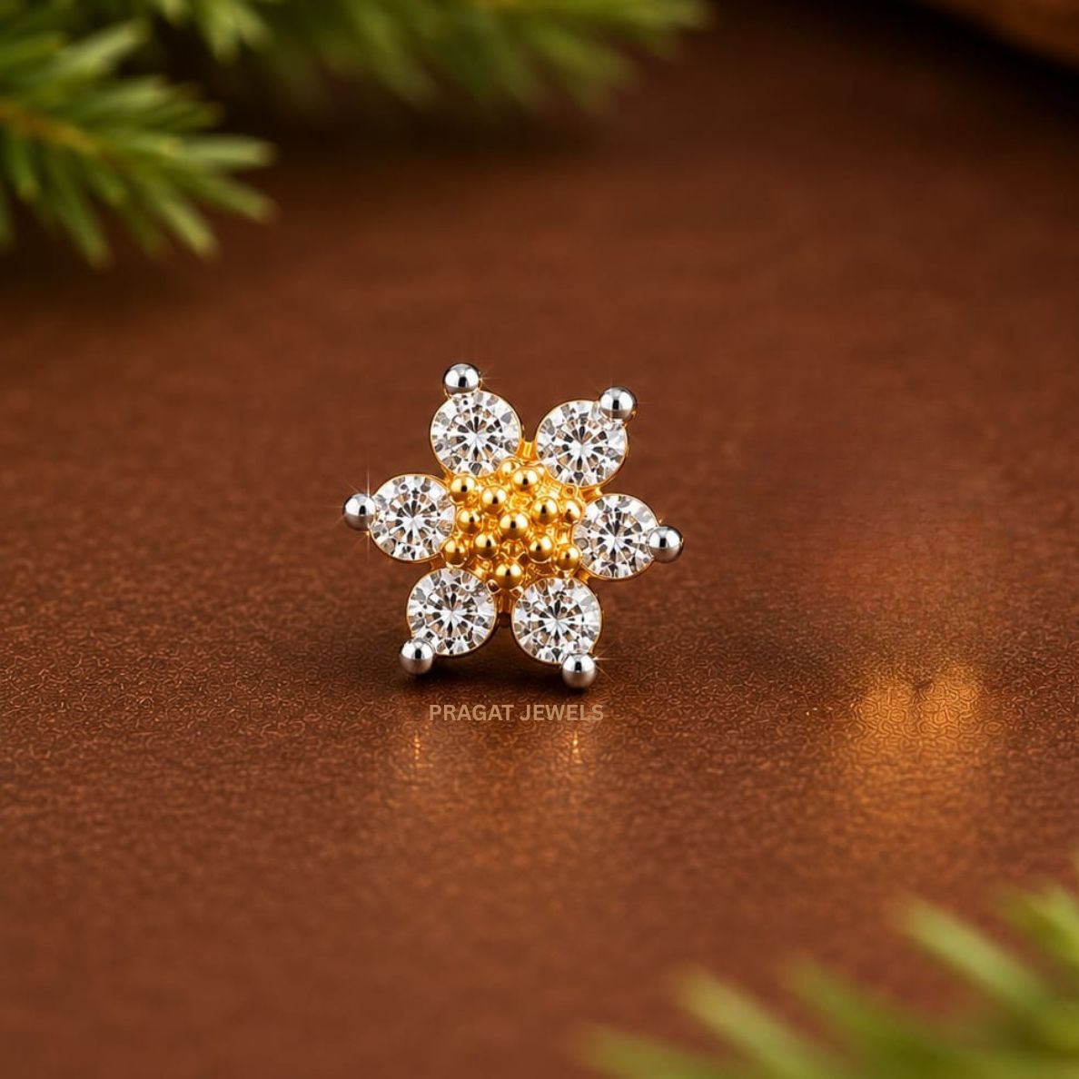 Golden Blossom Diamond Nosepin/Floral Spark Gold Nose Stud/Floral Spark Gold Nose Stud/NP1325