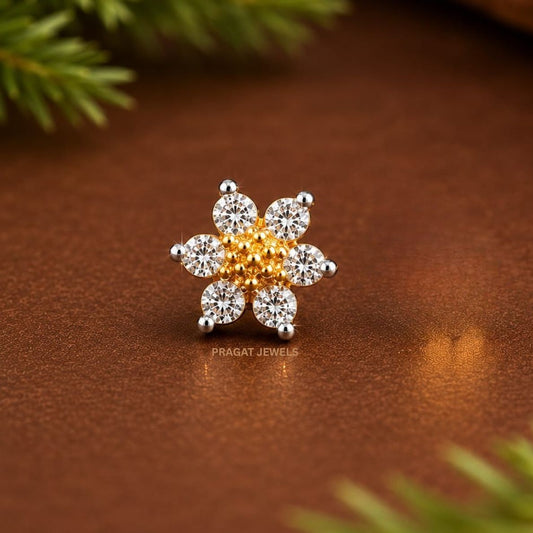 Golden Blossom Diamond Nosepin/Floral Spark Gold Nose Stud/Floral Spark Gold Nose Stud/NP1325