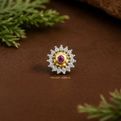 Ruby Bloom Nose Pin/Scarlet Starburst Nose Pin/Gulnaar Diamond Nose Pin/NP1108