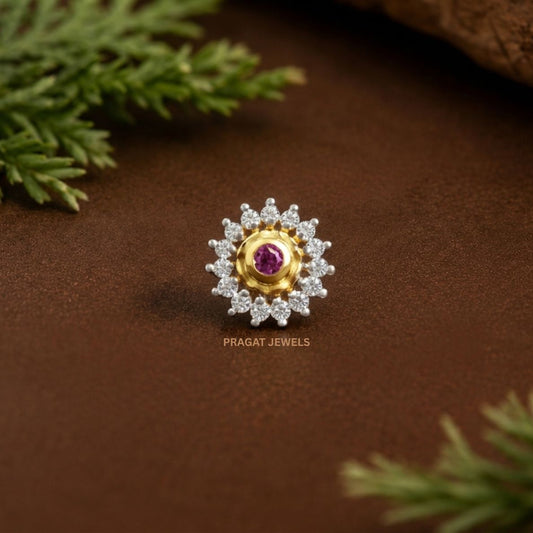 Ruby Bloom Nose Pin/Scarlet Starburst Nose Pin/Gulnaar Diamond Nose Pin/NP1108