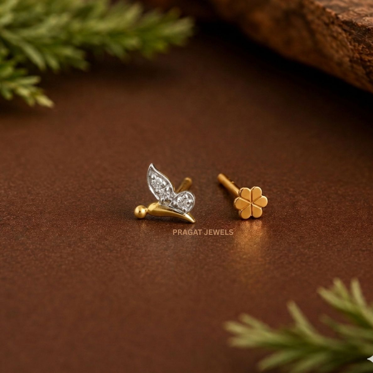 Golden Flutter Nose Pin/Butterfly Spark Gold Nosepin/Diamond Wing Gold Nose Pin/NP1316