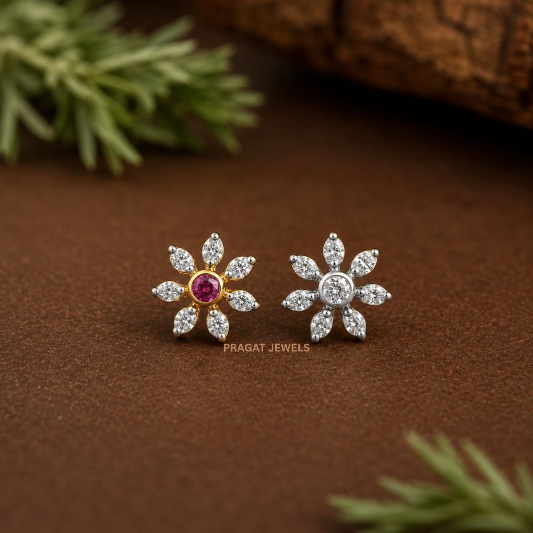 “Ruby & Diamond Bloom” Gold Nose Pin/“Rosette Diamond” Gold Nose Pin/“Twinkle Petal” Gold Nose Pin/NP0575