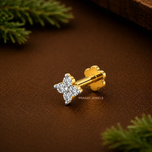 Affordable nosepin for daily wear ,Flower Nose Stud, Diamond Nose Stud,NP0132