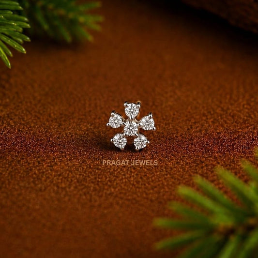 Gold Diamond Nose Pin – Delicate 6 stone Nosepin| Elegant Nose Jewelry for Women NP0143