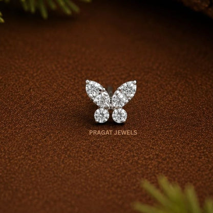 Golden Butterfly Diamond Nosepin/Flutter Glow Gold Nose Stud/Butterfly Spark Nosepin/NP1174