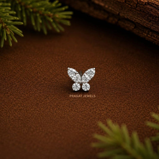 Golden Butterfly Diamond Nosepin/Flutter Glow Gold Nose Stud/Butterfly Spark Nosepin/NP1174